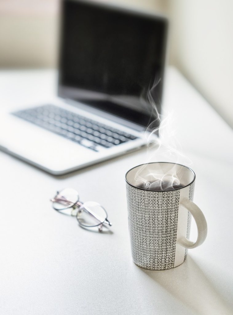 Laptop Coffee cup glasses
